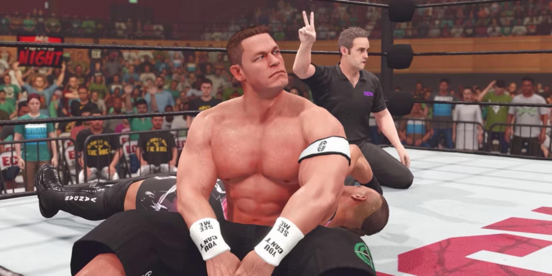 WWE-2K23 John Cena getting a Two Count