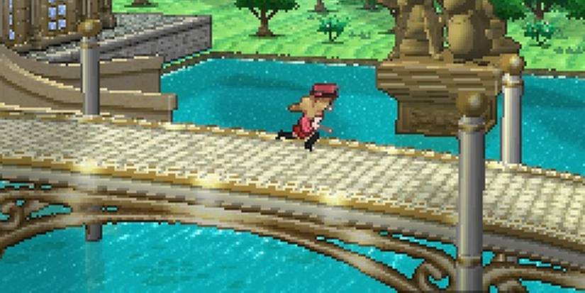 Serena walking across a bridge