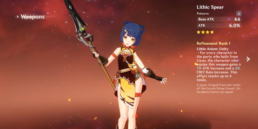 xiangling holding lithic spear in genshin impact