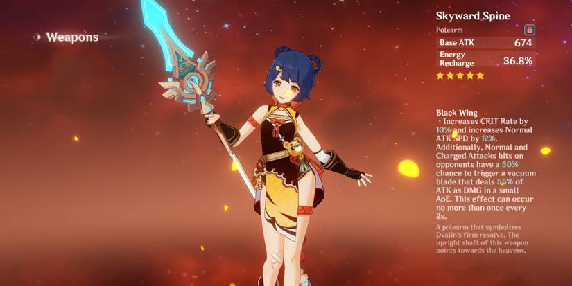 xiangling holding skyward spine in genshin impact