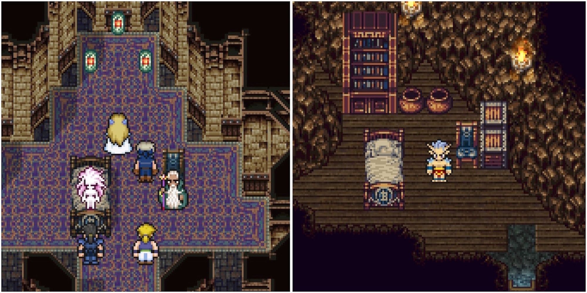 A cutscene featuring characters and Maduin exploring in Final Fantasy 6 