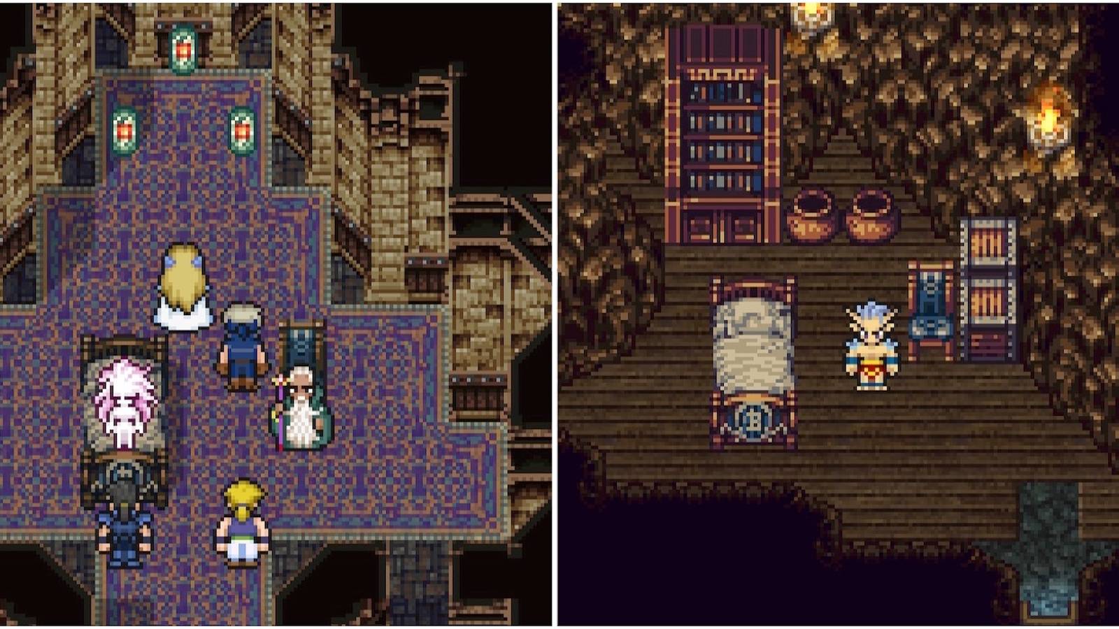 A cutscene featuring characters and Maduin exploring in Final Fantasy 6 