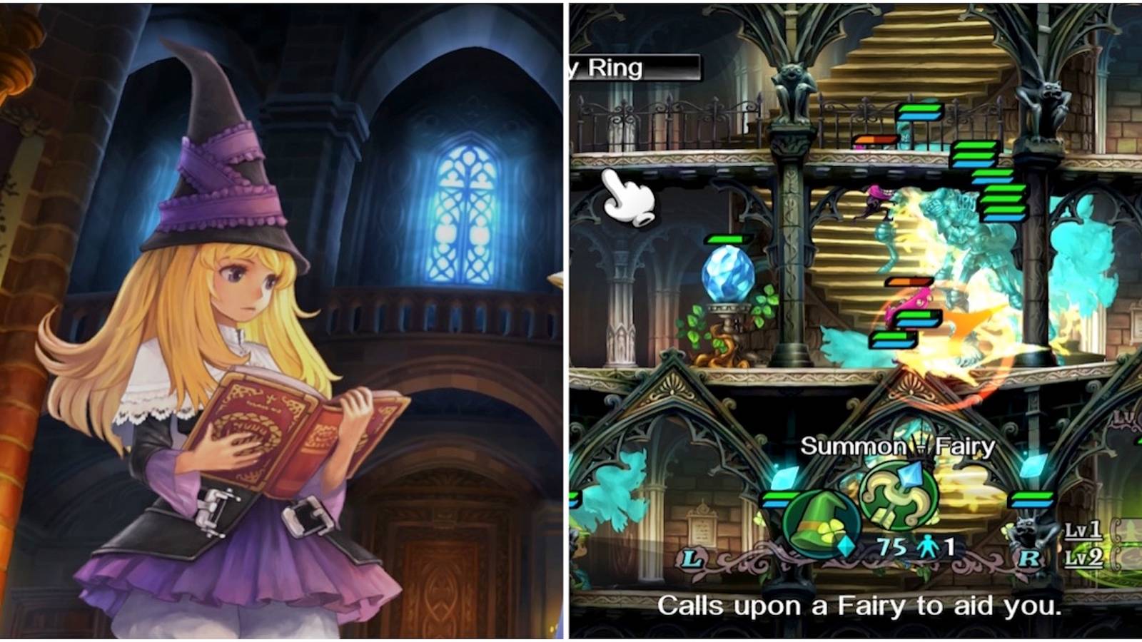 Lillet Blan and fighting enemies in GrimGrimoire OnceMore