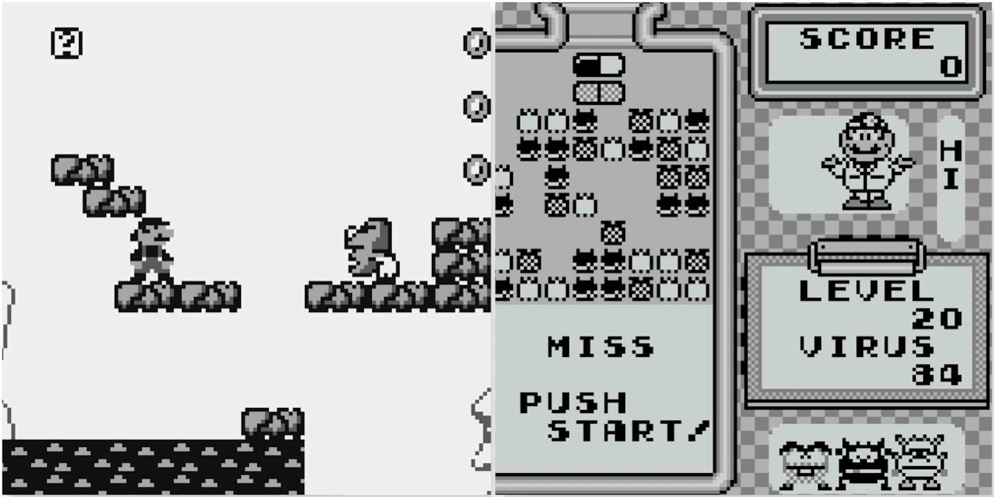 Playing levels in Super Mario Land and Dr. Mario