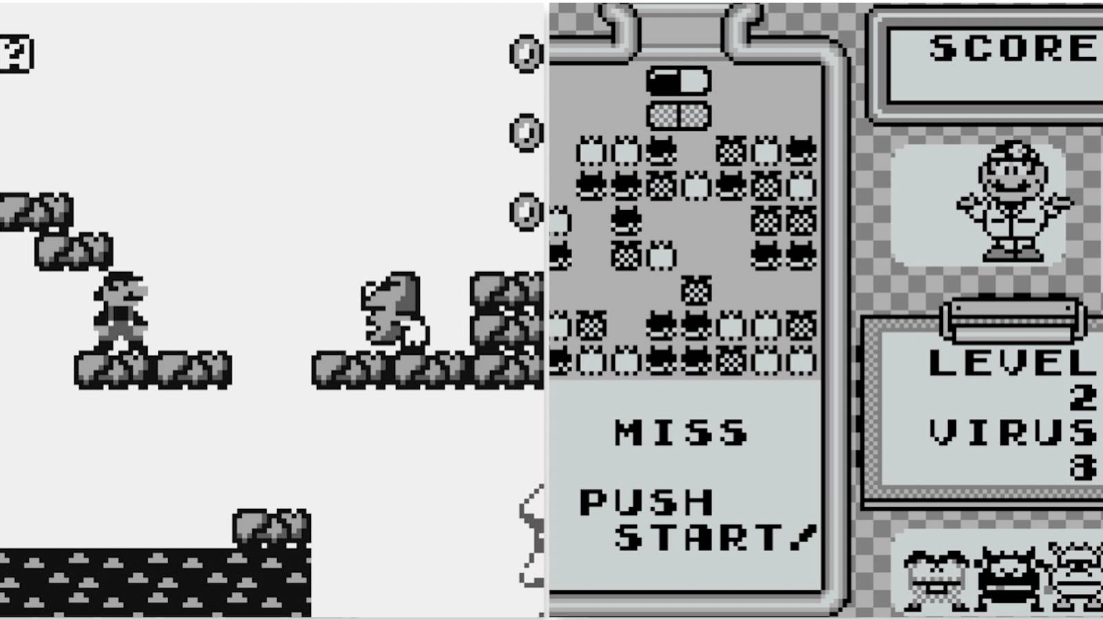 Playing levels in Super Mario Land and Dr. Mario