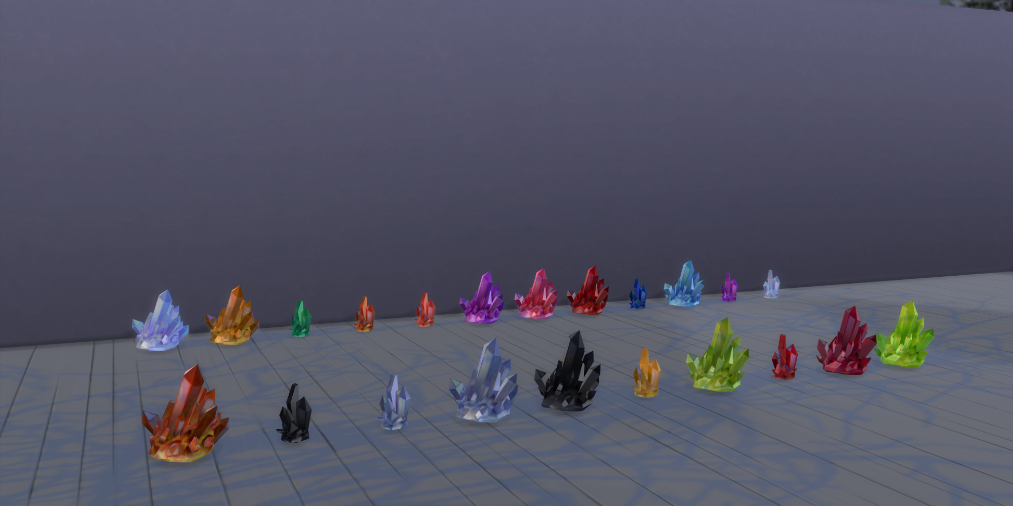 A collection of crystals in The Sims 4