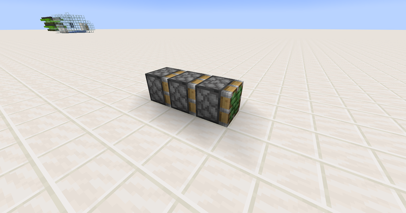 Three sticky pistons in a row in Minecraft