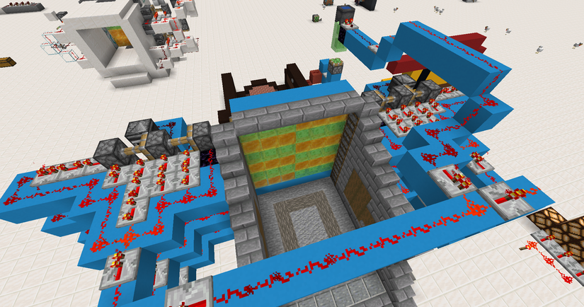 Backside of a large Piston Door in Minecraft