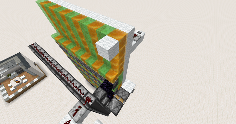 An array of flying machines made to look like a door from the back.