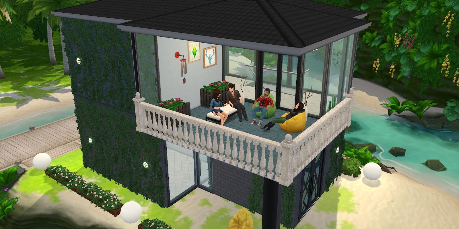 A boxed house in The Sims 4