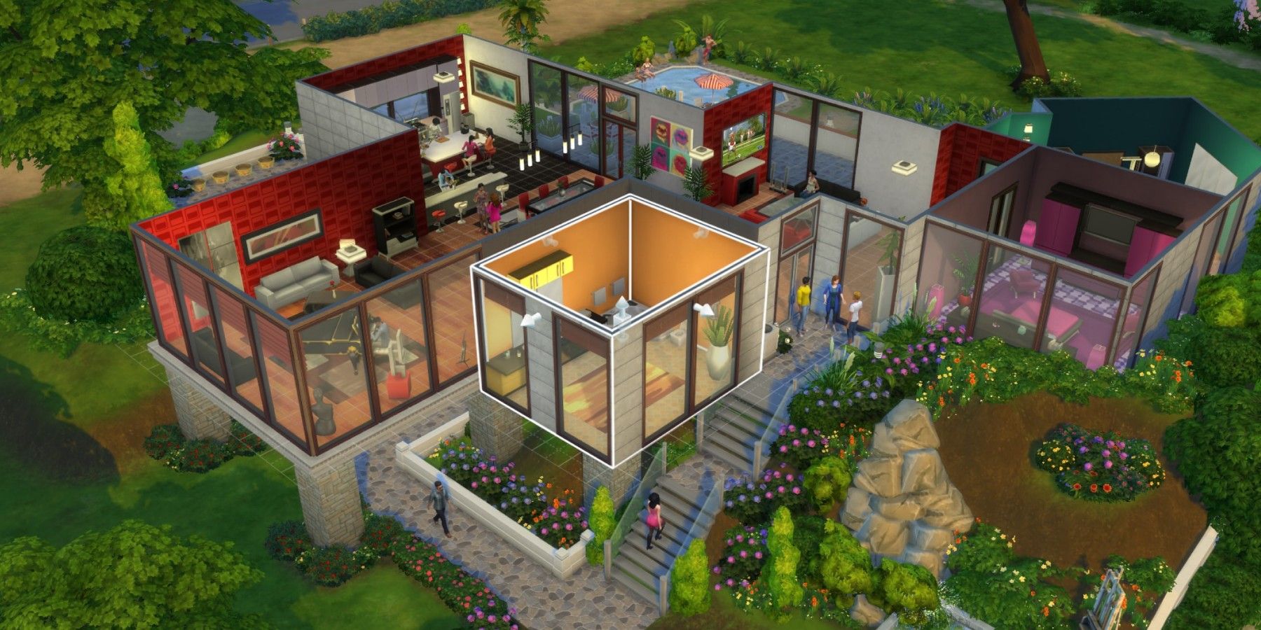 A house with different colors in The Sims 4