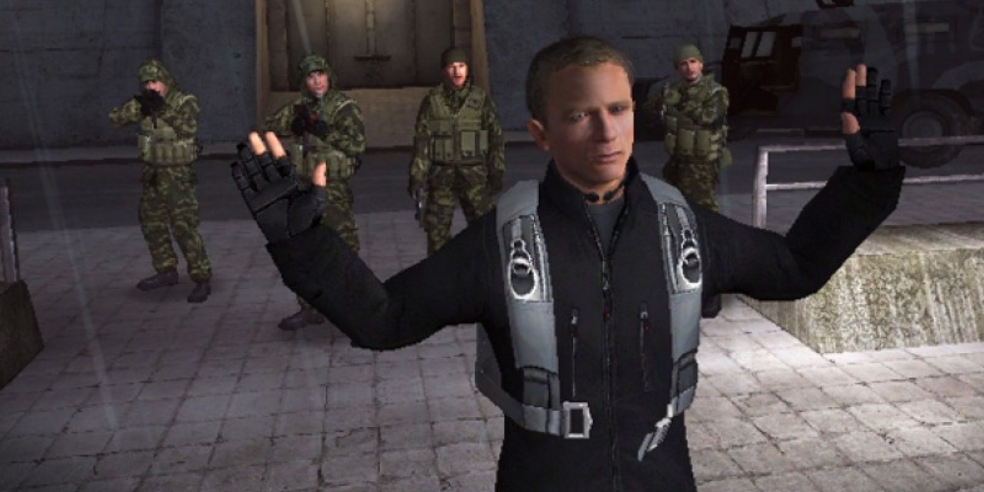 A cutscene featuring characters in GoldenEye 007