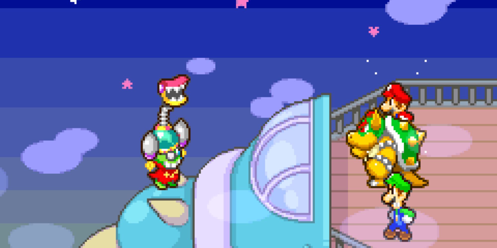 A scene featuring characters in Mario & Luigi Superstar Saga