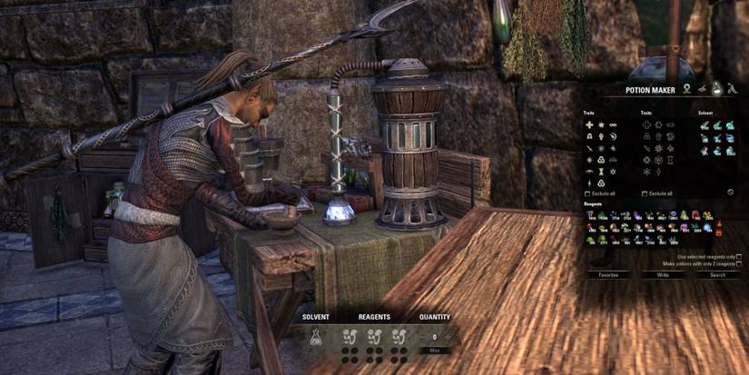 A player doing Alchemy in the Elder Scrolls Online