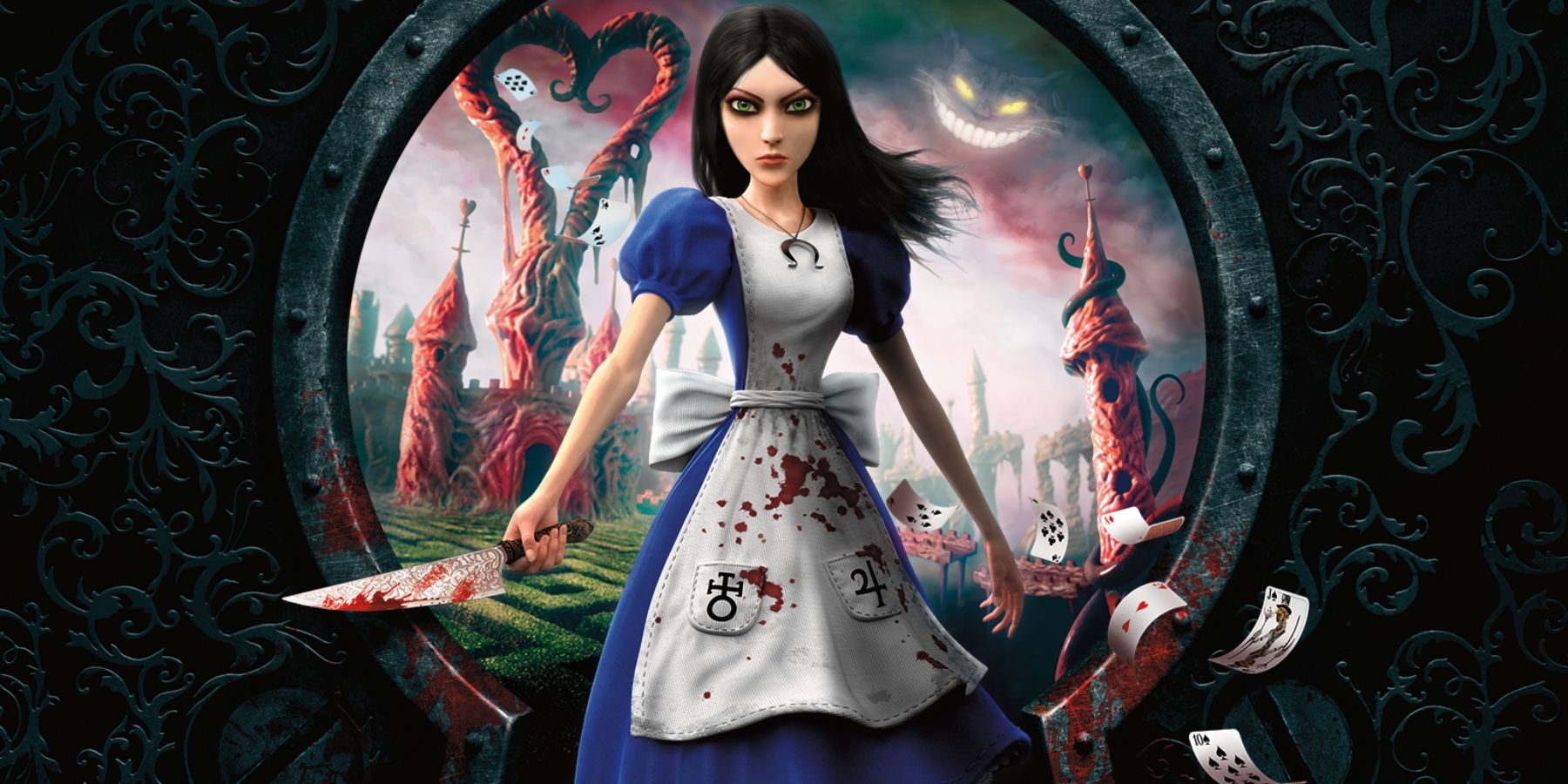 A screenshot of Alice wielding a knife in Alice: Madness Returns