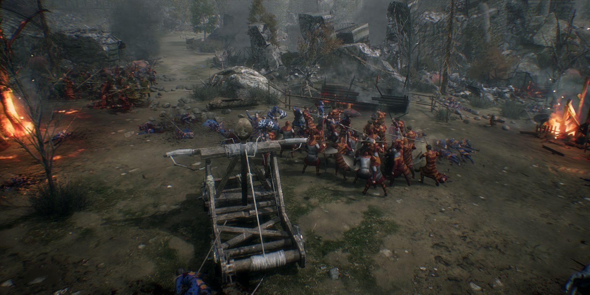 Ancestor's Legacy (2018) screenshot battleground and catapult