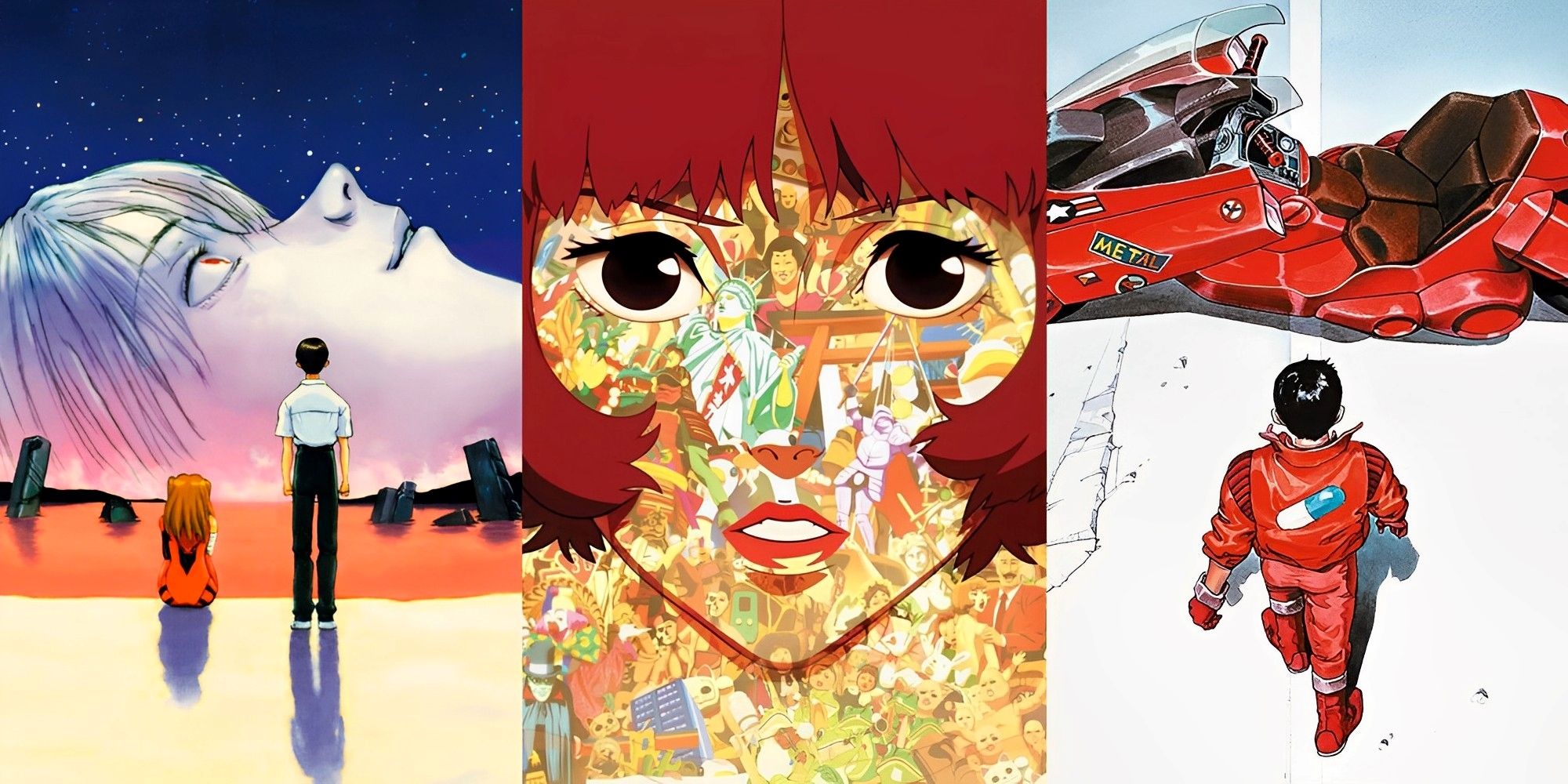 Box art from End of Evangelion, Paprika, and Akira