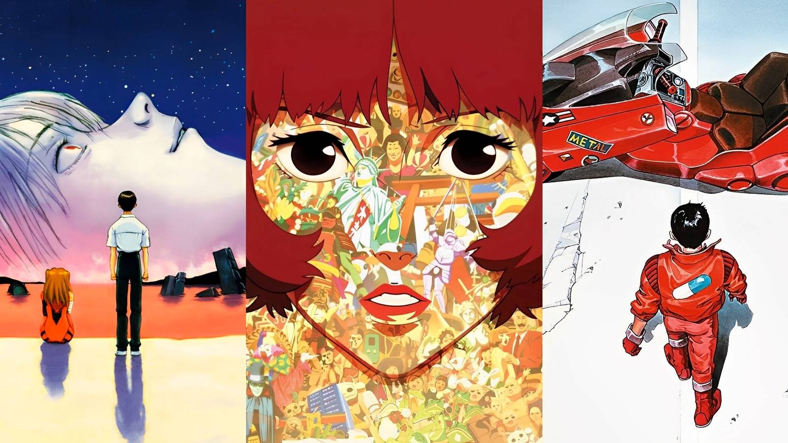 Box art from End of Evangelion, Paprika, and Akira