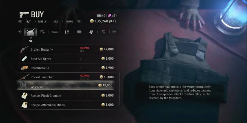 Buying Body Armor in Resident Evil 4 remake
