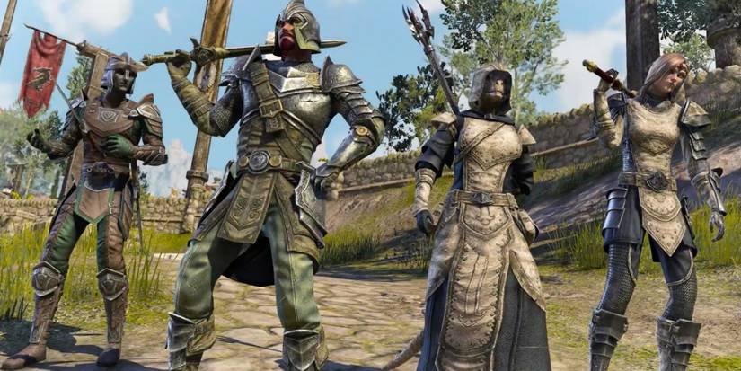 four knights on duty with an armor