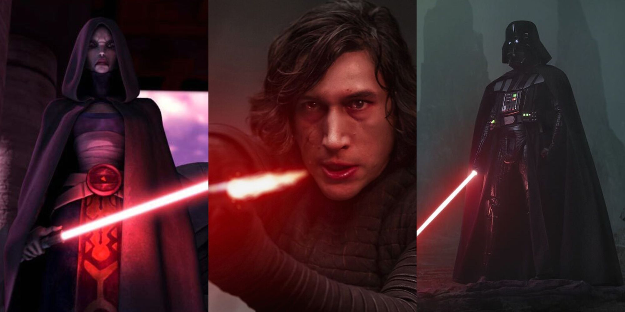 Asajj Ventress, Kylo Ren, and Anakin Skywalker in Star Wars