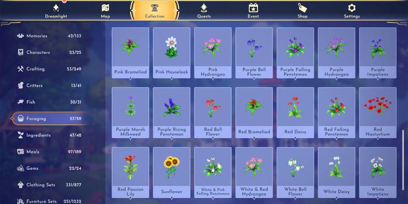 available flowers in disney dreamlight valley