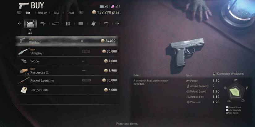 Buying the Blacktail in Resident Evil 4 remake