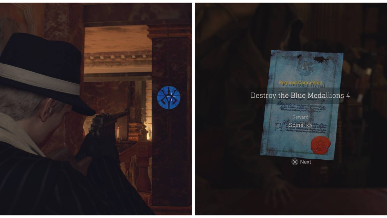 Destroying Blue Medallions 4 in Resident Evil 4 Remake