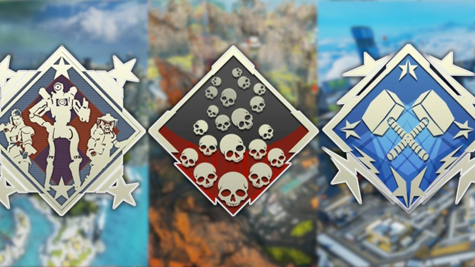 3 Apex Legends Badges: Team.Work IV, Legend's Wrath and Legend's Wake.