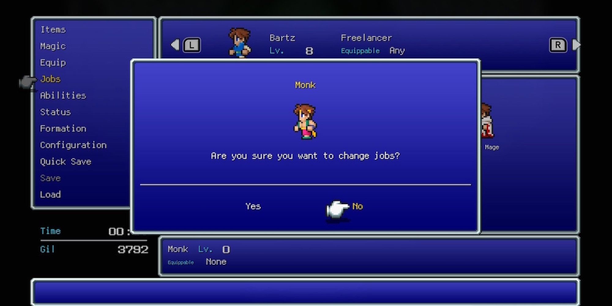 Bartz as a Monk in Final Fantasy 5