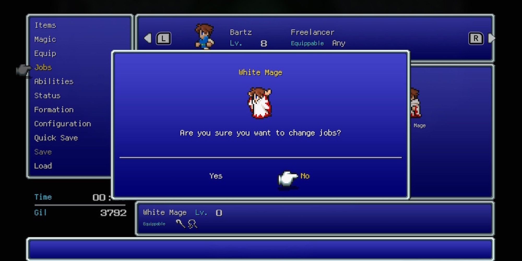 Bartz as a White Mage in Final Fantasy 5
