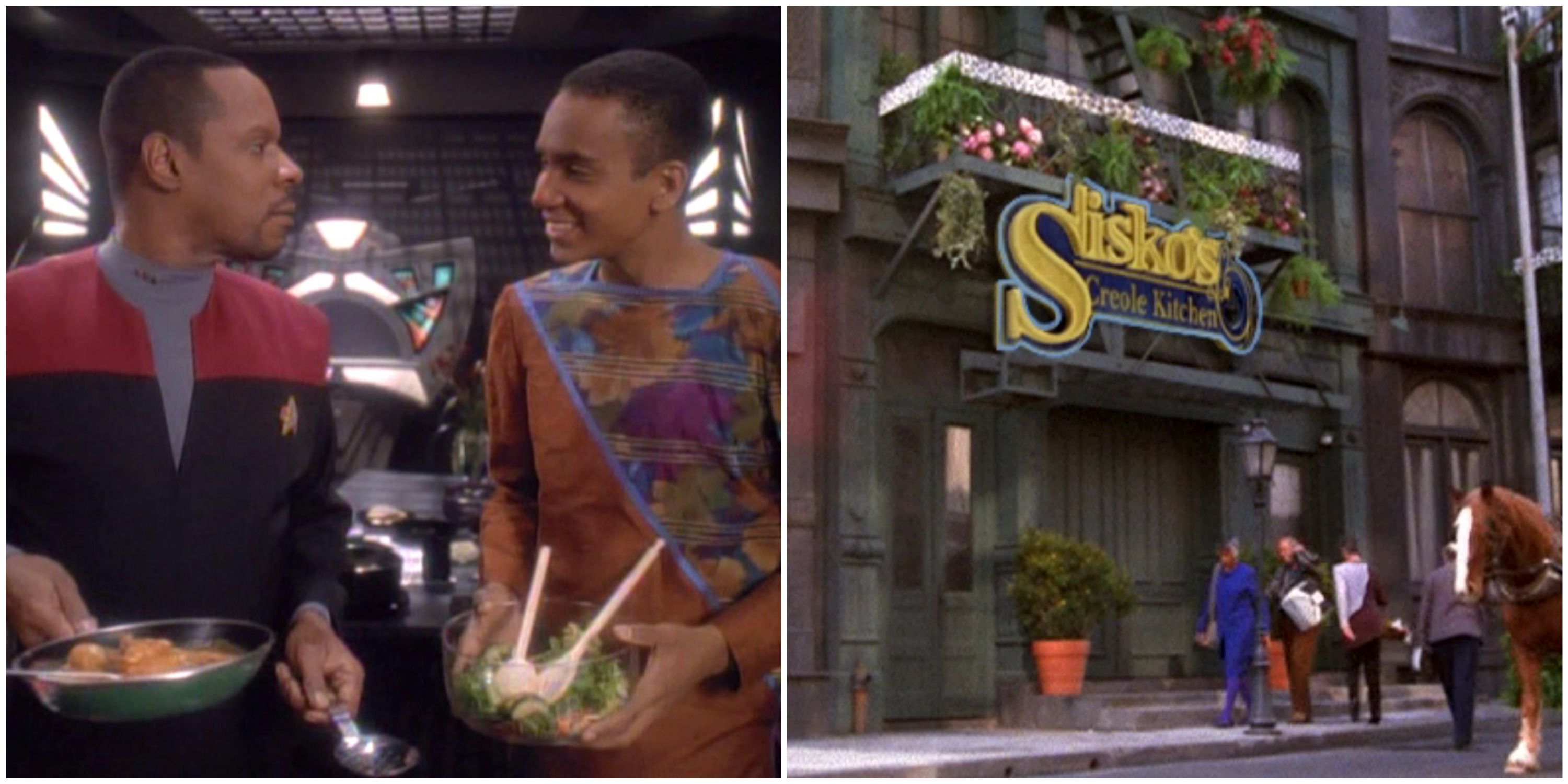 Benjamin and Jake Sisko and the restaurant in Star Trek: Deep Space Nine