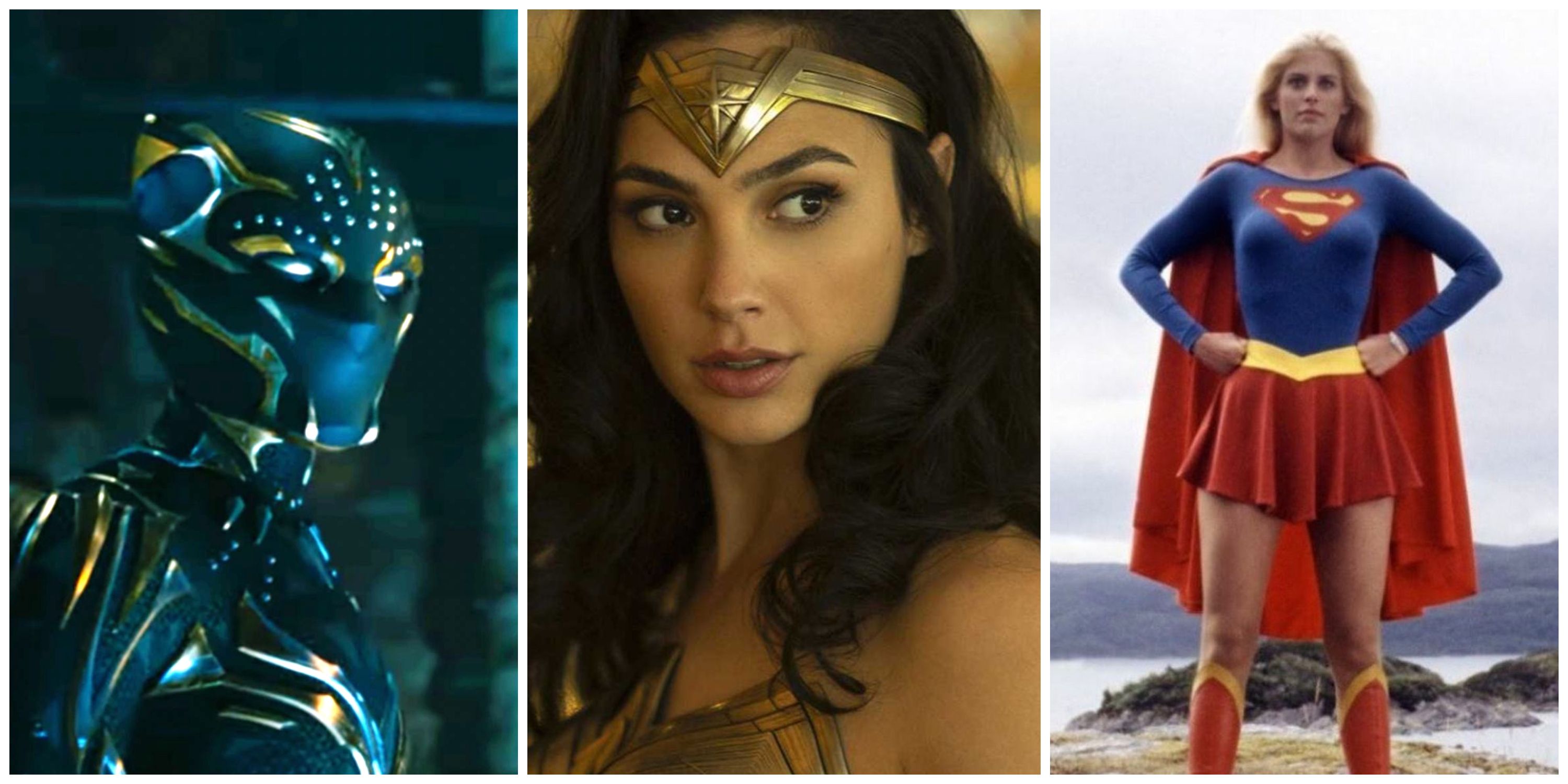 Black Panther, Wonder Woman, and Supergirl