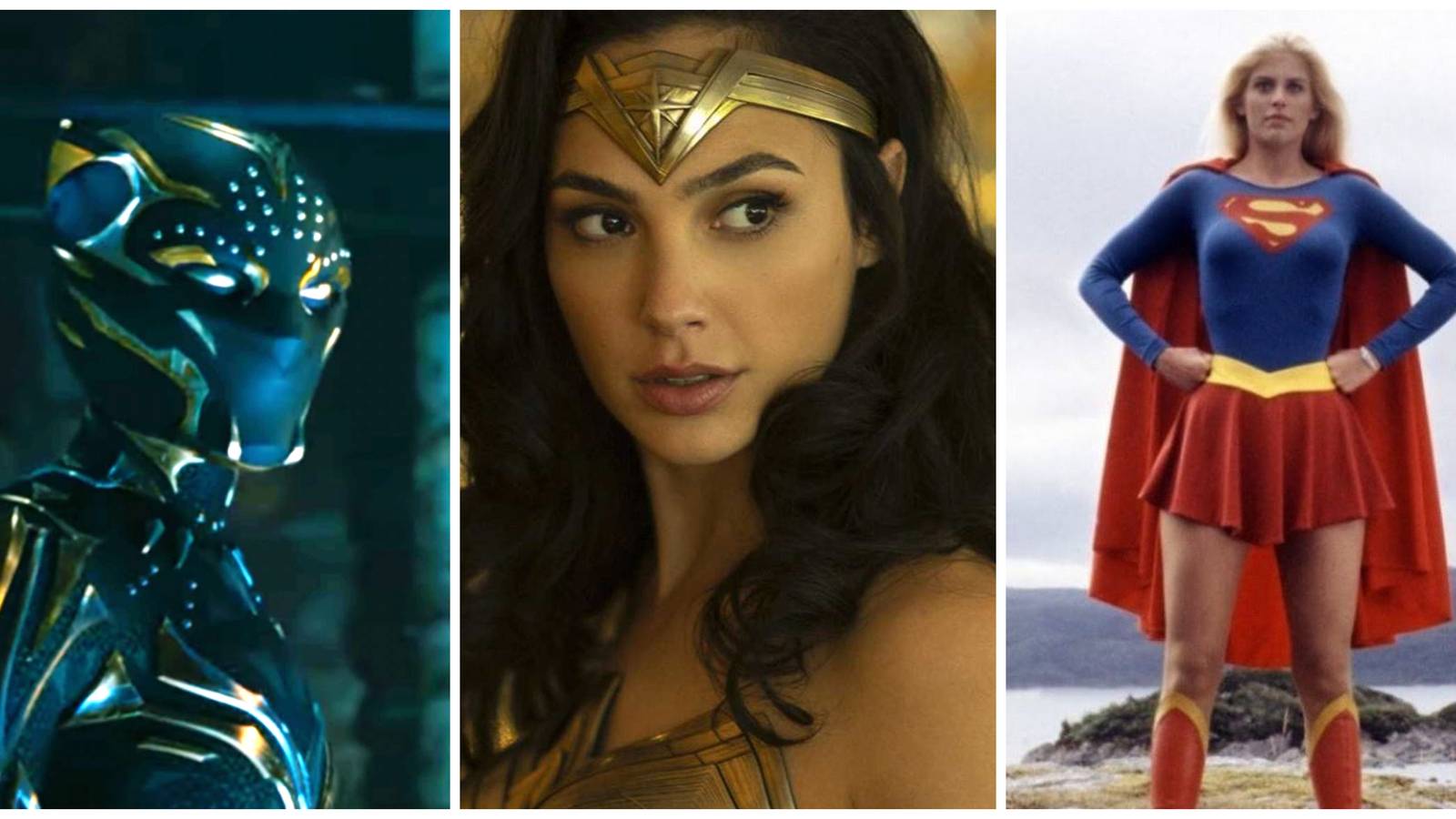 Black Panther, Wonder Woman, and Supergirl