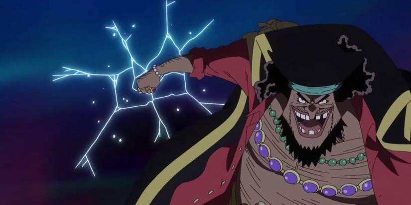 Blackbeard using Gura Gura no Mi
