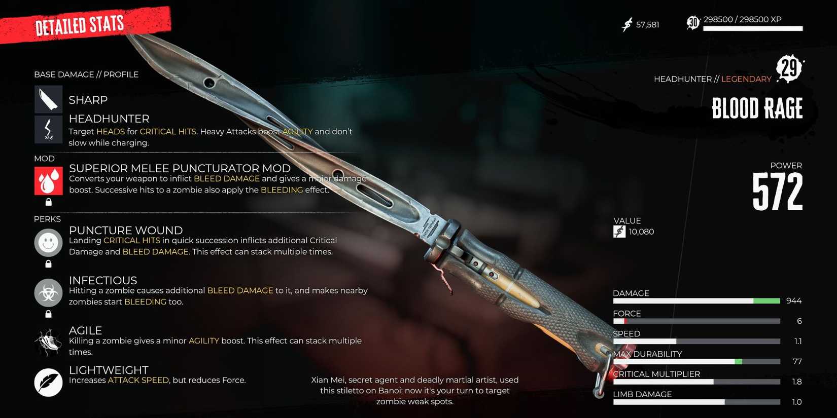 Blood Rage knife in Dead Island 2