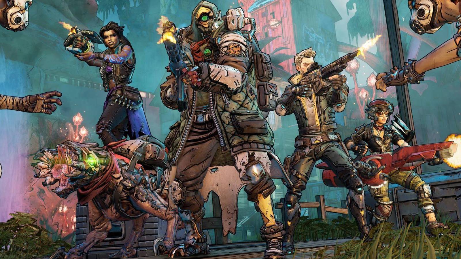 The Borderlands 3 Vault Hunters gathered together in combat