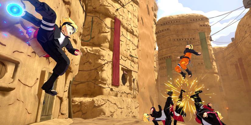 Boruto and the gang fighting Naruto