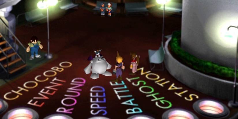 Cait Sith talking to Cloud and Aerith in Final Fantasy 7