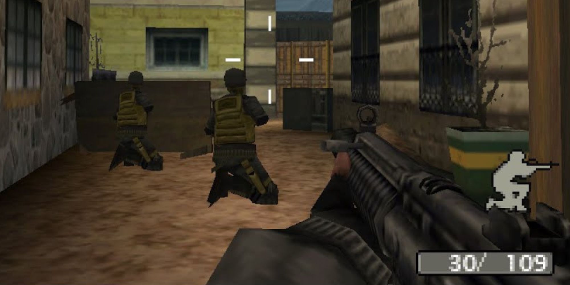 A player looking forward with two men in front of them in Call Of Duty: Modern Warfare – Mobilized