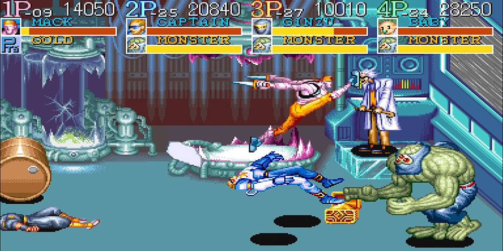 Captain Commando and Mummy Commando battling a stage boss