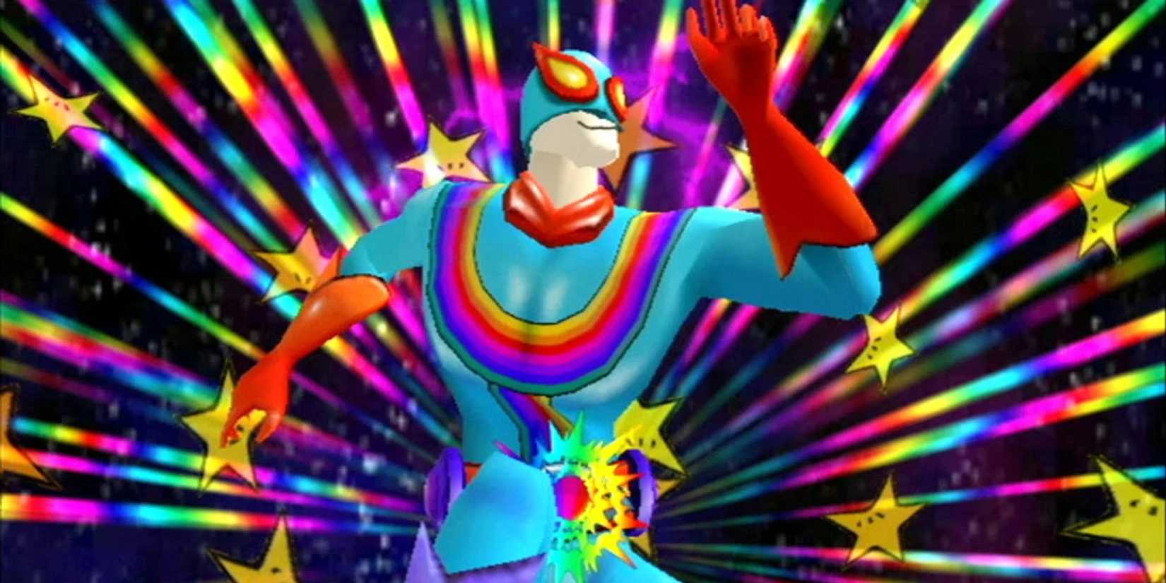 Captain Rainbow hit a pose