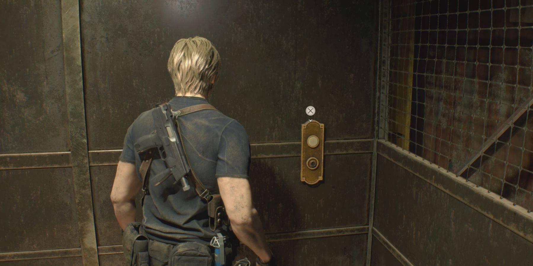 Leon operates an elevator in Resident Evil 4 remake