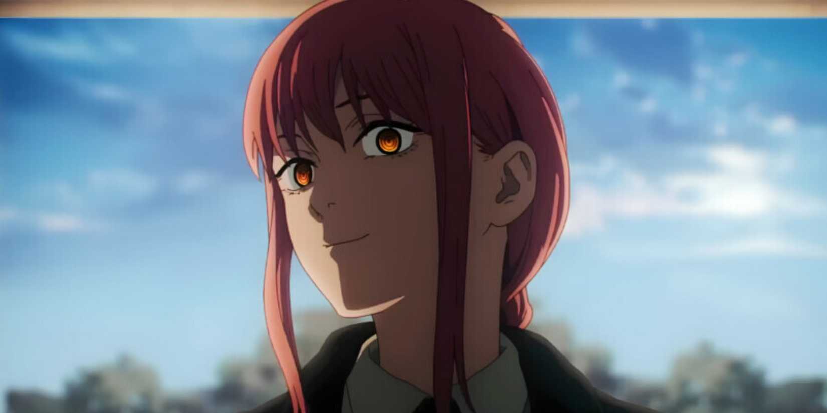 Makima smiles at Denji in Chainsaw Man.