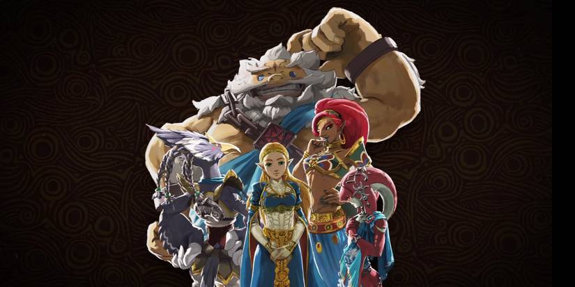 Revali, Daruk, Zelda, Urbosa, and Mipha 