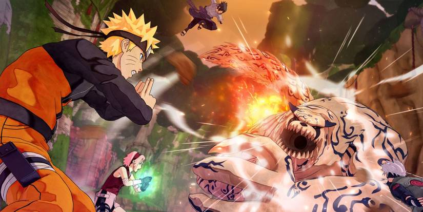 Characters fighting against a boss