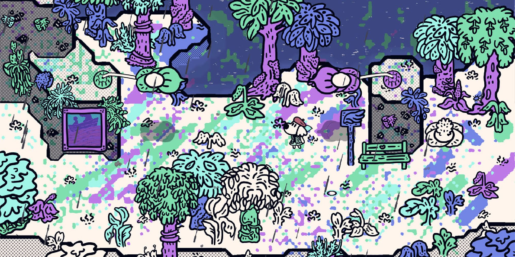 A screenshot of the colourful world of Chicory. 