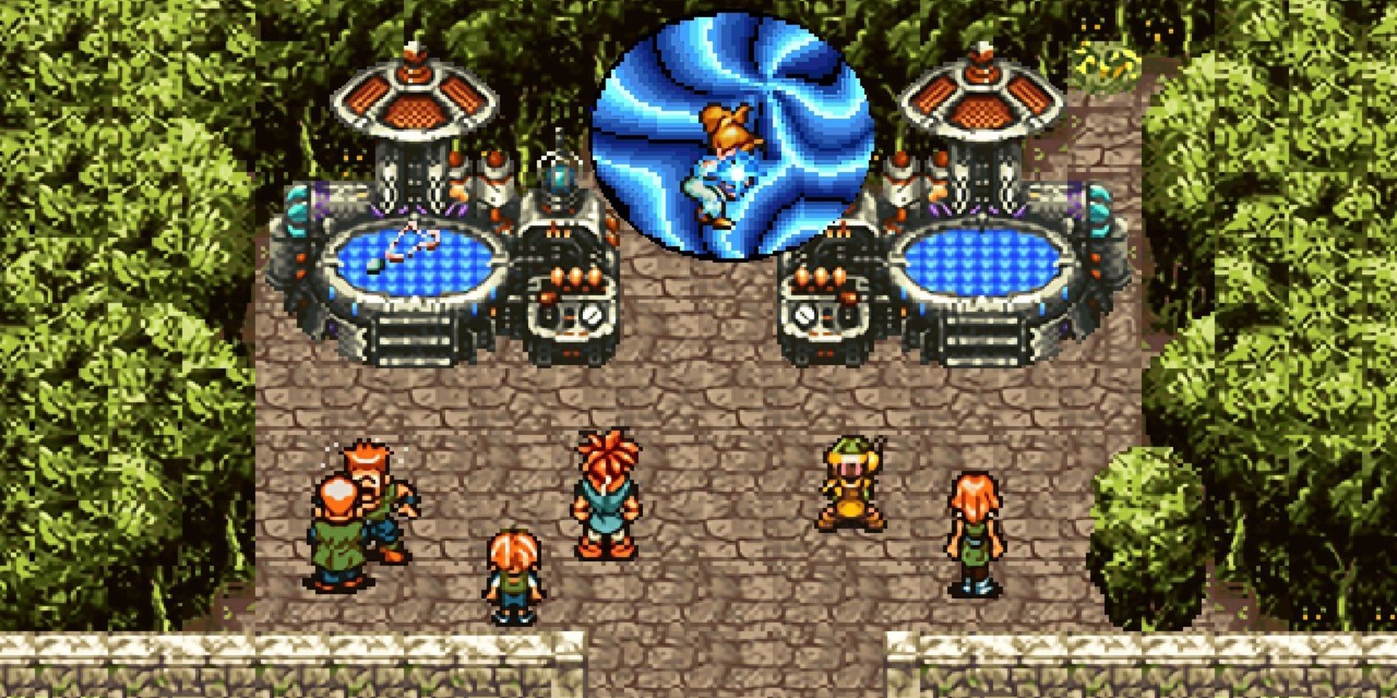 Marle being sucked through a time portal