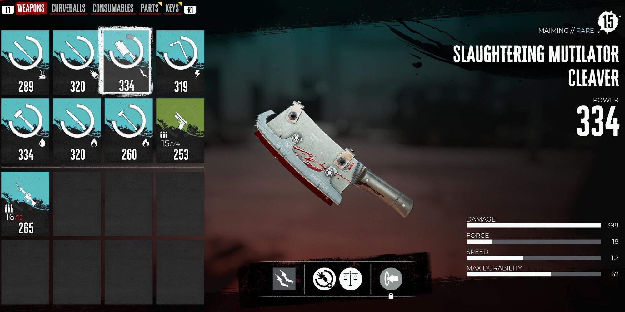 Cleaver in the player's inventory in Dead Island 2