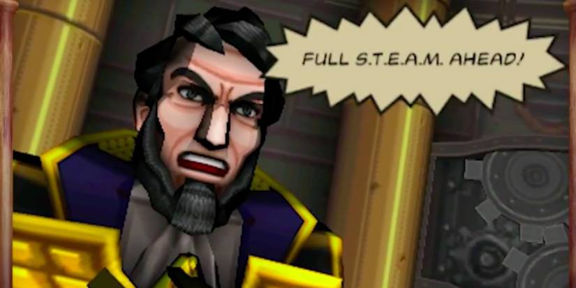Abe Lincoln shouting "Full S.T.E.A.M. Ahead!"